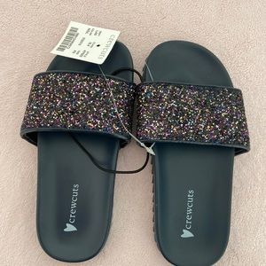 Brand new adorable girls crewcuts sparkly slides size 9